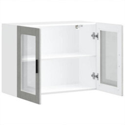 Berkfield Kitchen Wall Cabinet With Glass Door Porto Concrete Grey - thumbnail 6