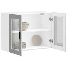 Berkfield Kitchen Wall Cabinet With Glass Door Porto Concrete Grey - thumbnail 5
