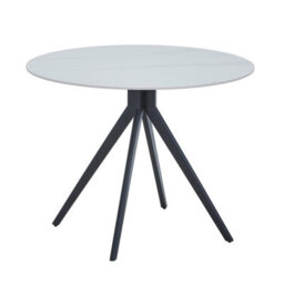 Core Products Aspen Round Dining Table With Gloss White Sintered Stone Top And Black Pedestal Base - Modern Compact 75 X 100 X 100Cm - thumbnail 5