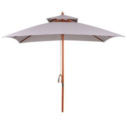 Outsunny 3(M) Wood Square Umbrella Garden Market Parasol Sunshade Grey - thumbnail 2