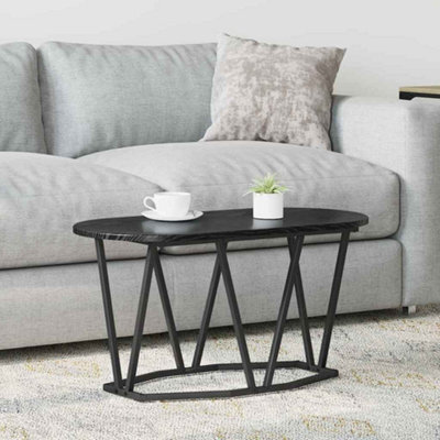 Berkfield Black Oak Coffee Table 80X40X40.5 Cm - Engineered Wood & Metal - image 1