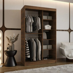 Arte Rubino Y2 Oak Walnut 120Cm Sliding Wardrobe With Full Mirror Door - thumbnail 3