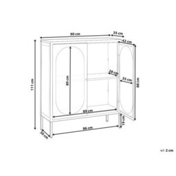 Beliani Glass Display Sideboard Sarre 90 Cm Metal Beige - thumbnail 3