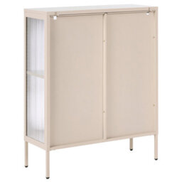 Beliani Glass Display Sideboard Sarre 90 Cm Metal Beige - thumbnail 6