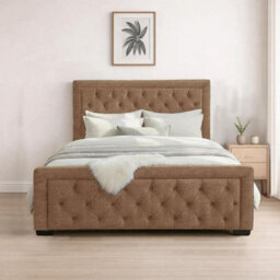 Naples Sand Upholstered Chesterfield King Size Bed Frame, Modern Luxury Floor-Standing Headboard & Footboard - thumbnail 1
