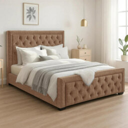 Naples Sand Upholstered Chesterfield King Size Bed Frame, Modern Luxury Floor-Standing Headboard & Footboard - thumbnail 2