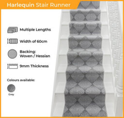 Harlequin Stair Runner - Soft & Durable Carpet Runner For Stairs & Staircases, Multiple Lengths - thumbnail 2