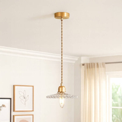 Wisteria Notting Clear Glass Ceiling Pendant Light Antique Brass - image 1