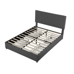 Btm Grey Velvet Double Bed 4Ft6 With Adjustable Channel Headboard And 4 Drawers Metal Wood Support Easy Assembly - thumbnail 8