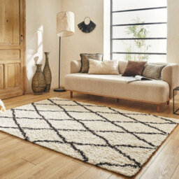 Sweeek - Shaggy Indoor Rug, Berber Style, Black And White, Robby, 160X120 Cm - thumbnail 4