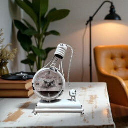 Alarm Clock Bulb-Shaped Metal Table Clock Light Bulb Desk Clock With Silent Quartz Movement Mantel Clock For Home & Office - thumbnail 3