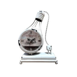 Alarm Clock Bulb-Shaped Metal Table Clock Light Bulb Desk Clock With Silent Quartz Movement Mantel Clock For Home & Office - thumbnail 1
