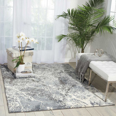 Grey Luxurious Modern Abstract Easy To Clean Rug For Bedroom & Living Room-239Cm X 320Cm