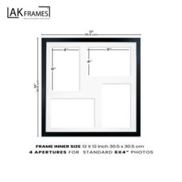 AK Frames 12X12 Purple Sleek Multi Photo Frame With Silver Mount - Holds 4 Apertures (4X) 6X4 Photos - thumbnail 4
