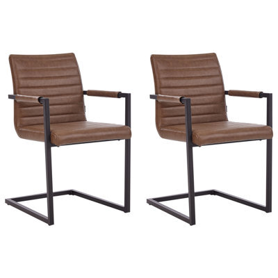 Beliani Set Of 2 Conference Chairs Buford Faux Leather Brown - image 1
