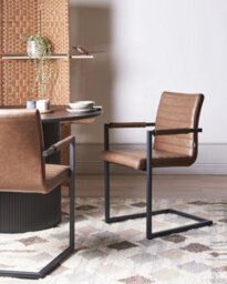 Beliani Set Of 2 Conference Chairs Buford Faux Leather Brown - thumbnail 2