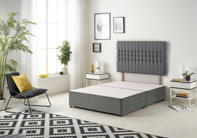 Somnior Beds Somnior Galaxy Plush Charcoal Divan Base With Headboard - Small Single - image 1