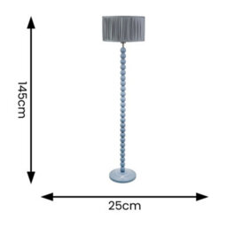 Valuelights Bobbins Powder Blue Floor Lamp With Ruched Pleated Powder Blue Drum Shade And Led Bulb - thumbnail 5