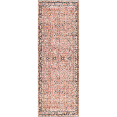 Livabliss Colin-Washable Brown Orange Grey Traditionnal Vintage Boho Living Dining Rug 80 X 220 Cm Easy Care, Non Shedding - image 1