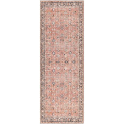 Livabliss Colin-Washable Brown Orange Grey Traditionnal Vintage Boho Living Dining Rug 80 X 220 Cm Easy Care, Non Shedding - thumbnail 1
