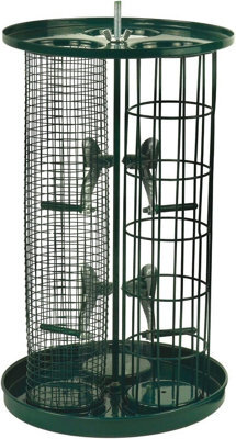 Divchi Bird Feeder For Small Wild Birds Coated Steel & Metal Seed Guard - Chew Proof 3-In-1 Triple Feeder For Seed, Nut, Suet Ball For Bi - image 1