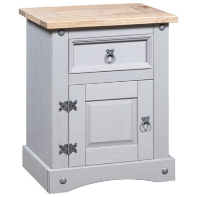 Berkfield Bedside Cabinet Mexican Pine Corona Range Grey 53X39X67 Cm - image 1