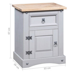 Berkfield Bedside Cabinet Mexican Pine Corona Range Grey 53X39X67 Cm - thumbnail 6