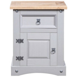 Berkfield Bedside Cabinet Mexican Pine Corona Range Grey 53X39X67 Cm - thumbnail 2