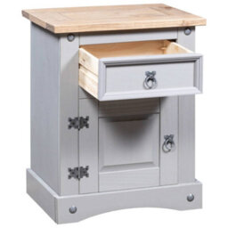 Berkfield Bedside Cabinet Mexican Pine Corona Range Grey 53X39X67 Cm - thumbnail 3