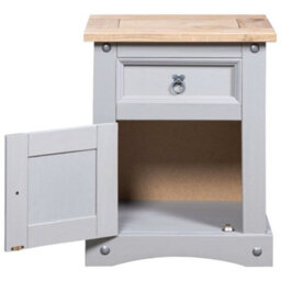 Berkfield Bedside Cabinet Mexican Pine Corona Range Grey 53X39X67 Cm - thumbnail 4