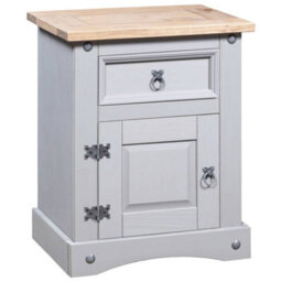 Berkfield Bedside Cabinet Mexican Pine Corona Range Grey 53X39X67 Cm - thumbnail 1