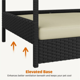 Yaheetech Black/beige Outdoor Elevated Dog Bed With Canopy And Foam Cushion - thumbnail 8