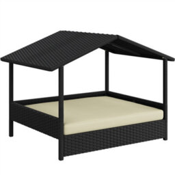 Yaheetech Black/beige Outdoor Elevated Dog Bed With Canopy And Foam Cushion - thumbnail 2