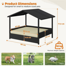 Yaheetech Black/beige Outdoor Elevated Dog Bed With Canopy And Foam Cushion - thumbnail 3