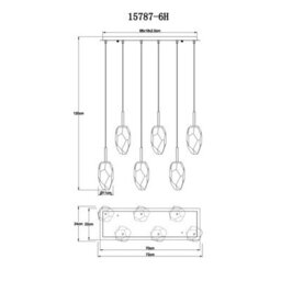 Luminosa Lighting Luminosa Barcley Cluster Pendant Ceiling Light Brass-Coloured Opal Glass Shade 6X E14 - thumbnail 6