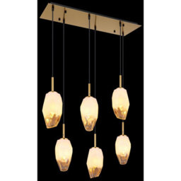 Luminosa Lighting Luminosa Barcley Cluster Pendant Ceiling Light Brass-Coloured Opal Glass Shade 6X E14 - thumbnail 5
