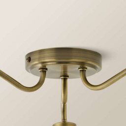 Valuelights Bourton Brushed Gold 3 Arm Ceiling Light Wth Ribbed Dome Shades And Bulbs - thumbnail 4