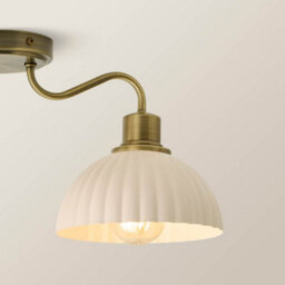 Valuelights Bourton Brushed Gold 3 Arm Ceiling Light Wth Ribbed Dome Shades And Bulbs - thumbnail 3