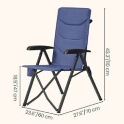 LEDREM Camping Chair For Adults,reclining, Padded Folding Garden Chair, Adjustable High Back, Swivel Cup Holder, Blue - thumbnail 5