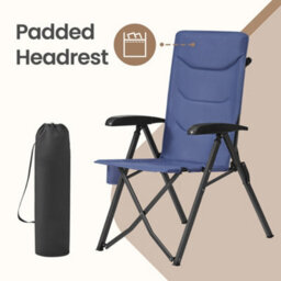 LEDREM Camping Chair For Adults,reclining, Padded Folding Garden Chair, Adjustable High Back, Swivel Cup Holder, Blue - thumbnail 7