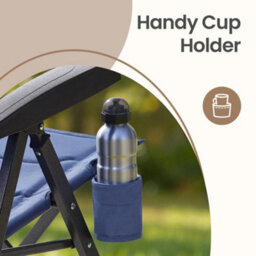 LEDREM Camping Chair For Adults,reclining, Padded Folding Garden Chair, Adjustable High Back, Swivel Cup Holder, Blue - thumbnail 8