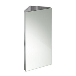 Ibathuk Arcade Wall Mounted Tall Stainless Steel Corner Bathroom Mirror Cabinet With 1 Hinged Door & 2 Shelves In Silver, 300mm