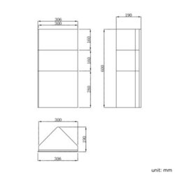 Ibathuk Arcade Wall Mounted Tall Stainless Steel Corner Bathroom Mirror Cabinet With 1 Hinged Door & 2 Shelves In Silver, 300mm - thumbnail 4