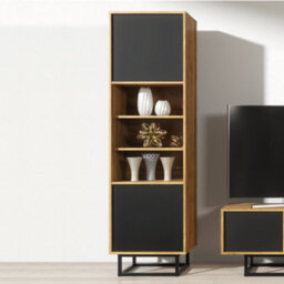 Display Cabinet Sideboard Cabinet Cupboard Tv Stand Living Room Oak&black - thumbnail 3