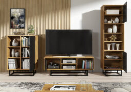 Display Cabinet Sideboard Cabinet Cupboard Tv Stand Living Room Oak&black - thumbnail 5