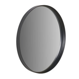 Pacific Lifestyle Round Wall Mirror Black Wood Veneer Deep Edge 74Cm Minimalist Modern - thumbnail 6