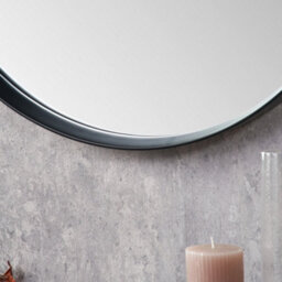 Pacific Lifestyle Round Wall Mirror Black Wood Veneer Deep Edge 74Cm Minimalist Modern - thumbnail 5