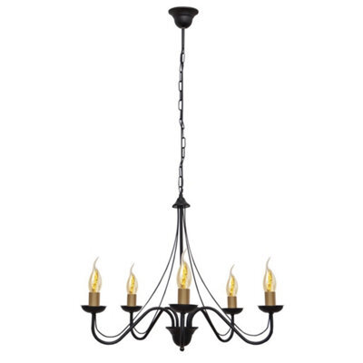 Luminosa Lighting Luminosa Malbo Multi Arm Pendant Ceiling Light Black, Patina 60Cm