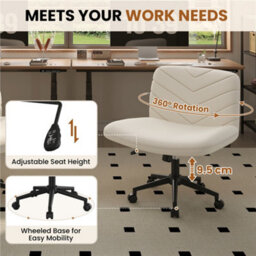 Yaheetech Fabric Swivel Desk Chair With Wheels - Beige - thumbnail 8