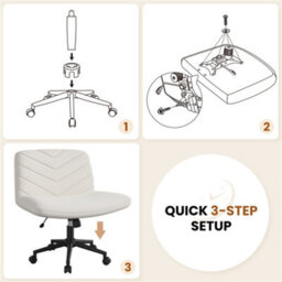 Yaheetech Fabric Swivel Desk Chair With Wheels - Beige - thumbnail 9